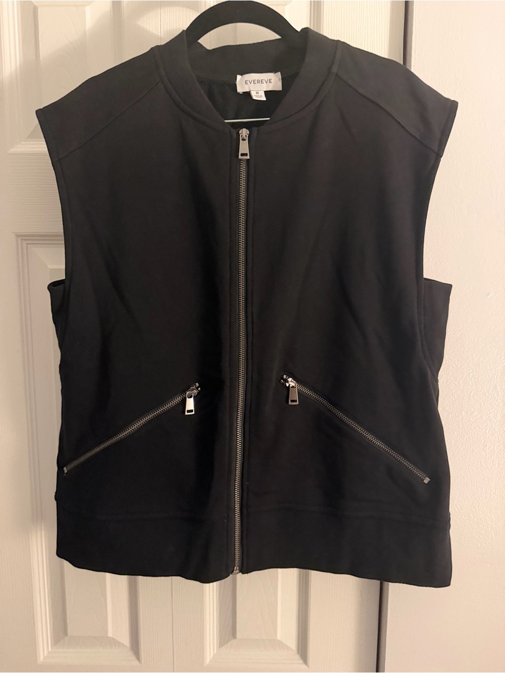 Evereve | Ryann Black Zip-Front Sleeveless Bomber Vest | Medium | EUC